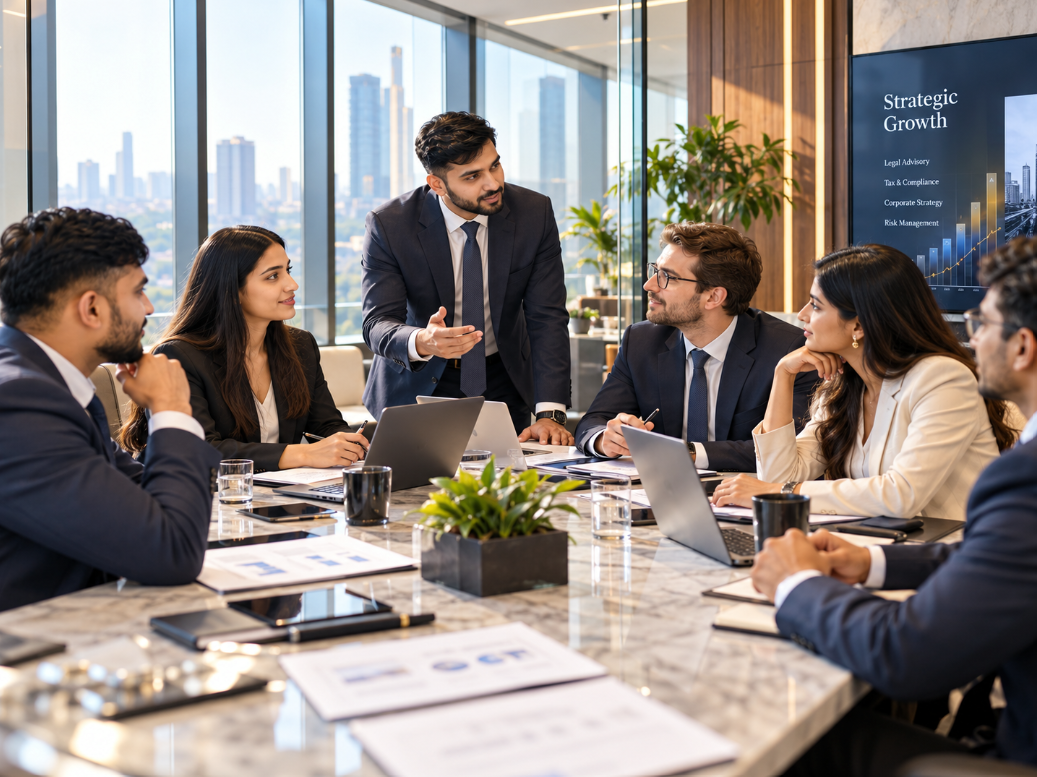 Business clients celebrating successful compliance filing